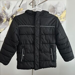 SwissTech Black Puffer Jacket with White Accents